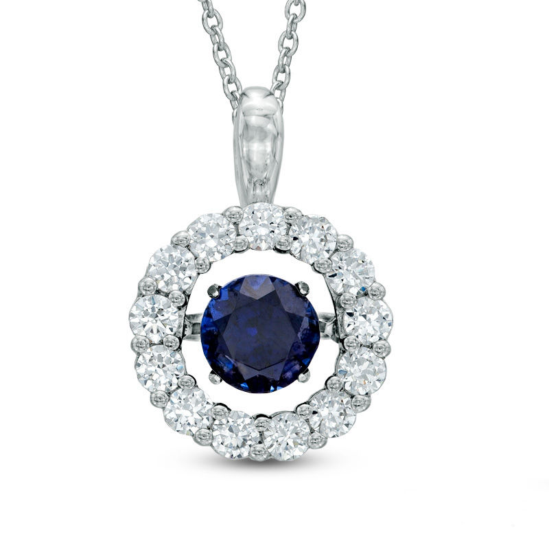 Unstoppable Love™ 6.0mm Lab-Created Blue and White Sapphire Pendant in Sterling Silver|Peoples Jewellers