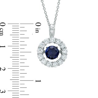 Unstoppable Love™ 6.0mm Lab-Created Blue and White Sapphire Pendant in Sterling Silver