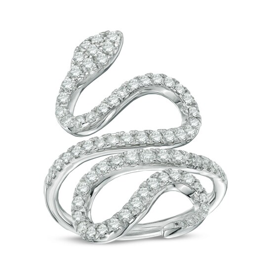 0.95 CT. T.W. Diamond Snake Ring in 10K White Gold - Size 7 0.95 CT. T.W. Diamond Snake Ring in 10K White Gold - Size 7