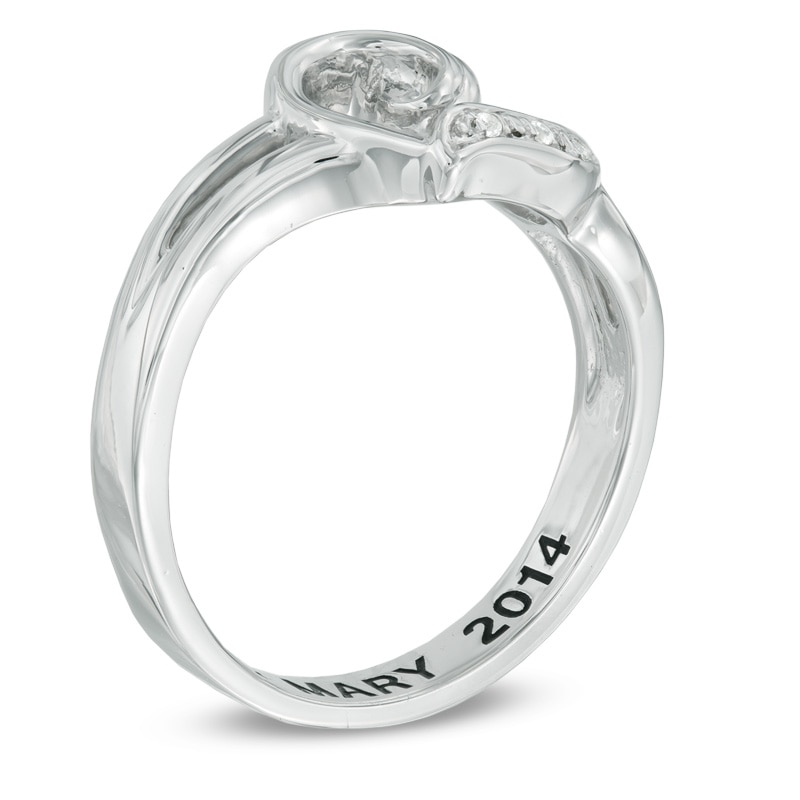 Diamond Accent Heart Promise Ring in Sterling Silver (1 Line)