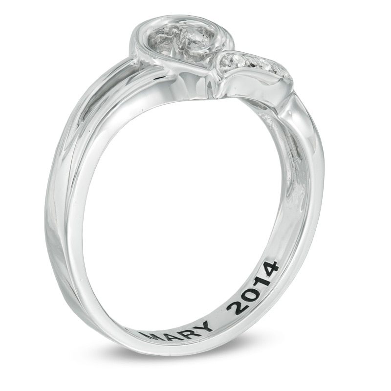 Main Image 2 of Diamond Accent Heart Promise Ring in Sterling Silver (1 Line)