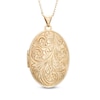 Thumbnail Image 1 of Oval Feather Locket Pendant in 10K Gold