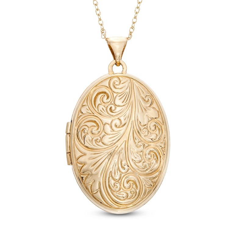 Oval Feather Locket Pendant in 10K Gold|Peoples Jewellers