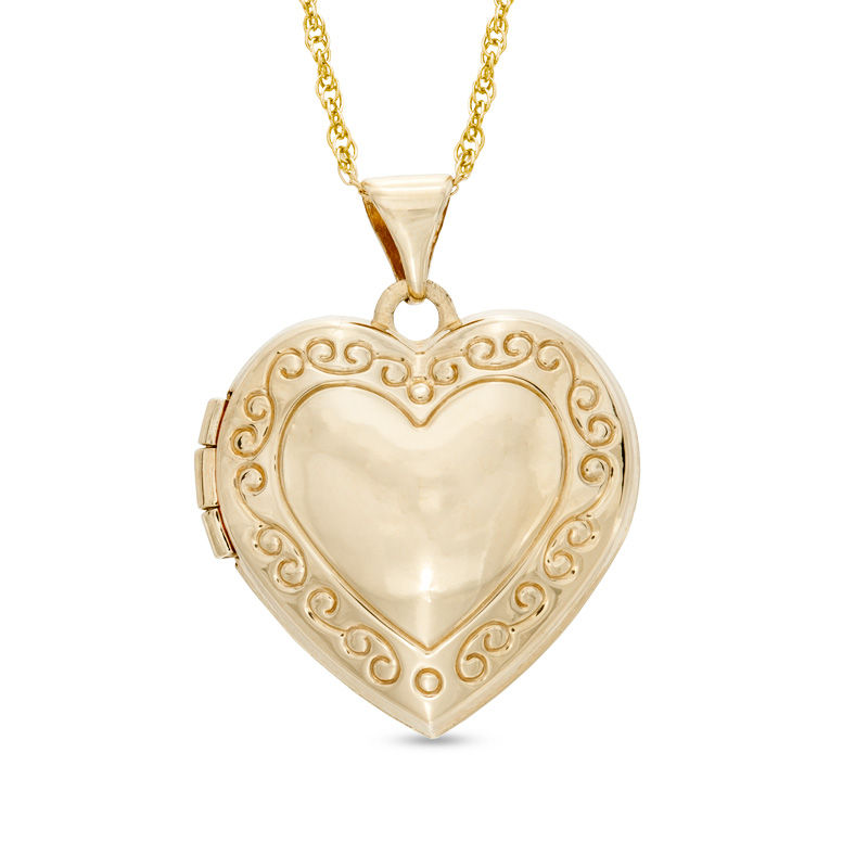 Heart Scroll Locket Pendant in 10K Gold|Peoples Jewellers