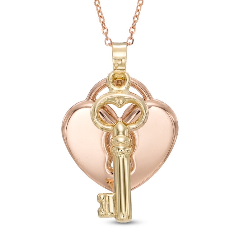 Heart and Key Pendant in 14K Two-Tone Gold|Peoples Jewellers