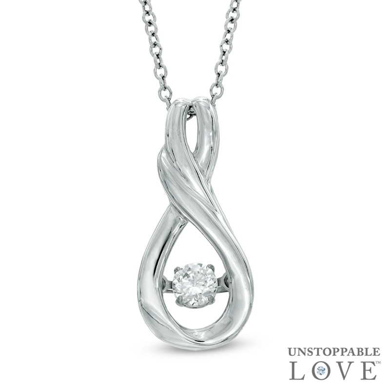 Unstoppable Love™ 0.14 CT. Certified Canadian Diamond Infinity Teardrop Pendant in 10K White Gold (I/I2)
