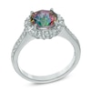 Thumbnail Image 1 of 8.0mm Mystic Fire® Topaz and White Topaz Frame Ring in Sterling Silver