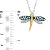 Thumbnail Image 2 of Blue Topaz and Lab-Created White Sapphire Dragonfly Pendant in Sterling Silver with 14K Gold Plate