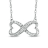 Thumbnail Image 0 of 0.10 CT. T.W. Diamond Sideways Heart Infinity Necklace in Sterling Silver