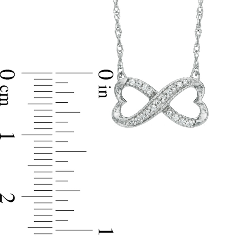 0.10 CT. T.W. Diamond Sideways Heart Infinity Necklace in Sterling Silver|Peoples Jewellers