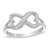Thumbnail Image 0 of 0.16 CT. T.W. Diamond Sideways Heart Infinity Ring in Sterling Silver