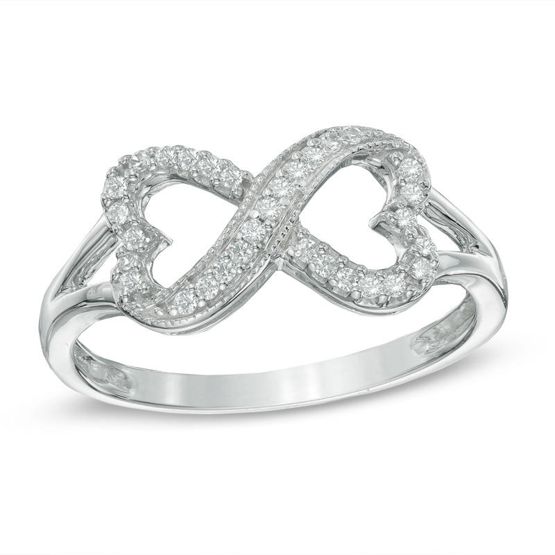 0.16 CT. T.W. Diamond Sideways Heart Infinity Ring in Sterling Silver|Peoples Jewellers