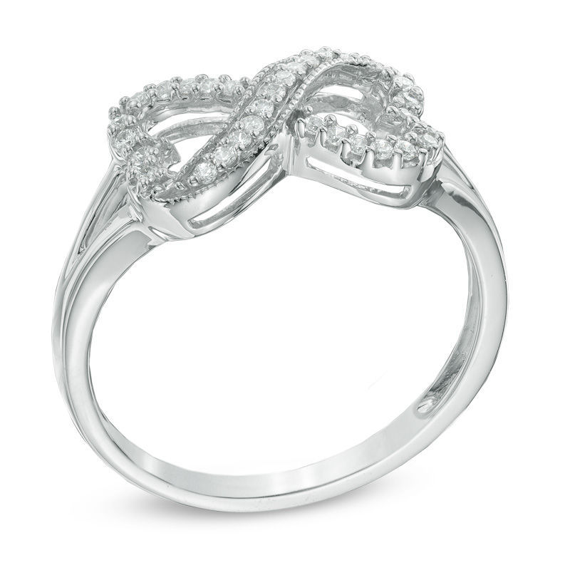 0.16 CT. T.W. Diamond Sideways Heart Infinity Ring Sterling Silver