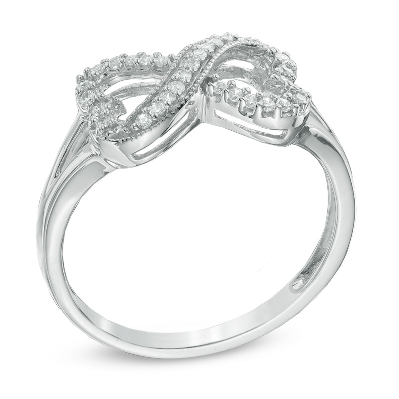 0.16 CT. T.W. Diamond Sideways Heart Infinity Ring in Sterling Silver