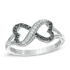 Thumbnail Image 1 of 0.16 CT. T.W. Black Diamond Sideways Heart Infinity Ring in Sterling Silver
