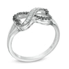 Thumbnail Image 2 of 0.16 CT. T.W. Black Diamond Sideways Heart Infinity Ring in Sterling Silver