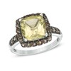 Thumbnail Image 0 of 9.0mm Cushion-Cut Lemon Quartz and Smoky Quartz Frame Ring in Sterling Silver