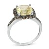 Thumbnail Image 1 of 9.0mm Cushion-Cut Lemon Quartz and Smoky Quartz Frame Ring in Sterling Silver