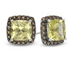 Thumbnail Image 0 of 9.0mm Cushion-Cut Lemon Quartz and Smoky Quartz Frame Stud Earrings in Sterling Silver