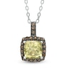 Thumbnail Image 0 of 9.0mm Cushion-Cut Lemon Quartz and Smoky Quartz Frame Pendant in Sterling Silver