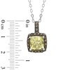 Thumbnail Image 1 of 9.0mm Cushion-Cut Lemon Quartz and Smoky Quartz Frame Pendant in Sterling Silver