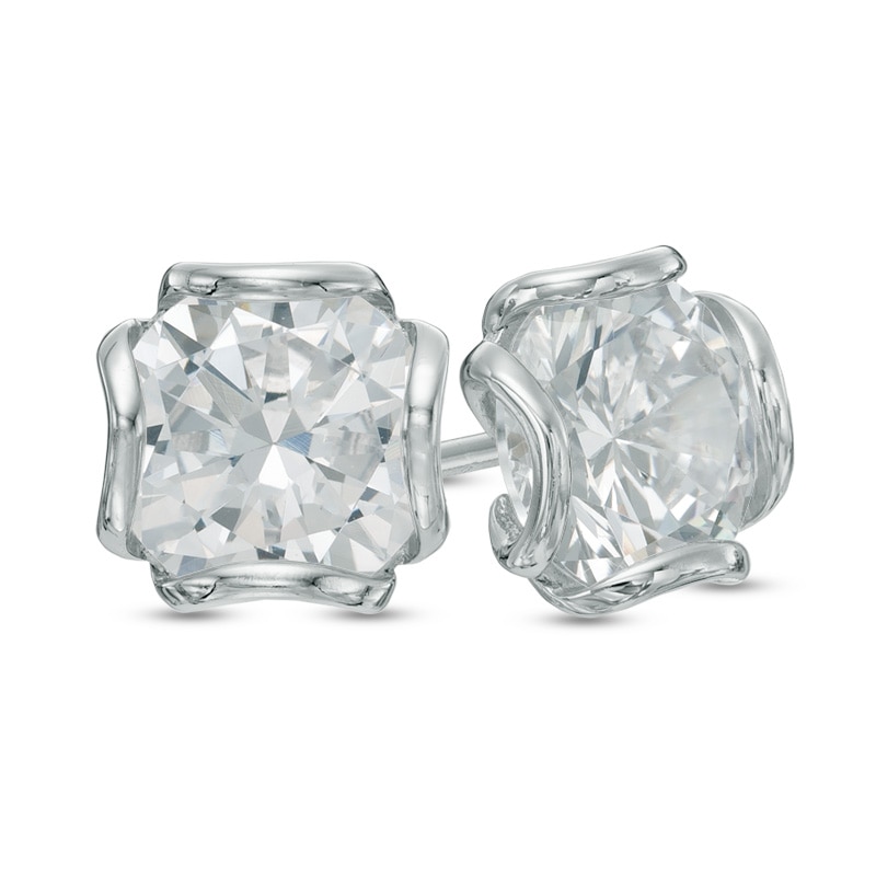 Main Image 1 of 8.0mm Lab-Created White Sapphire Stud Earrings in Sterling Silver