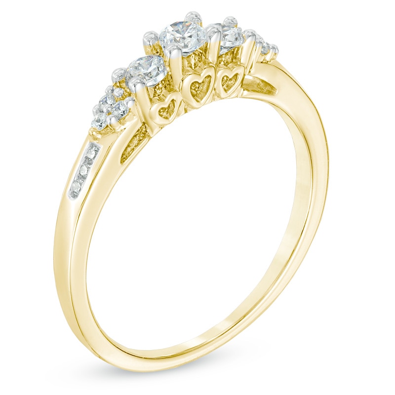 0.33 CT. T.W. Diamond Past Present Future Tri-Sides Ring in 14K Gold