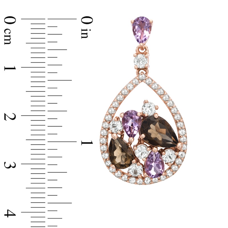 Multi-Gemstone Drop Earrings in Sterling Silver with 14K Rose Gold Plate