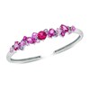 Thumbnail Image 1 of Multi-Shaped Lab-Created Ruby and Pink and Purple Sapphire Cuff Bracelet in Sterling Silver