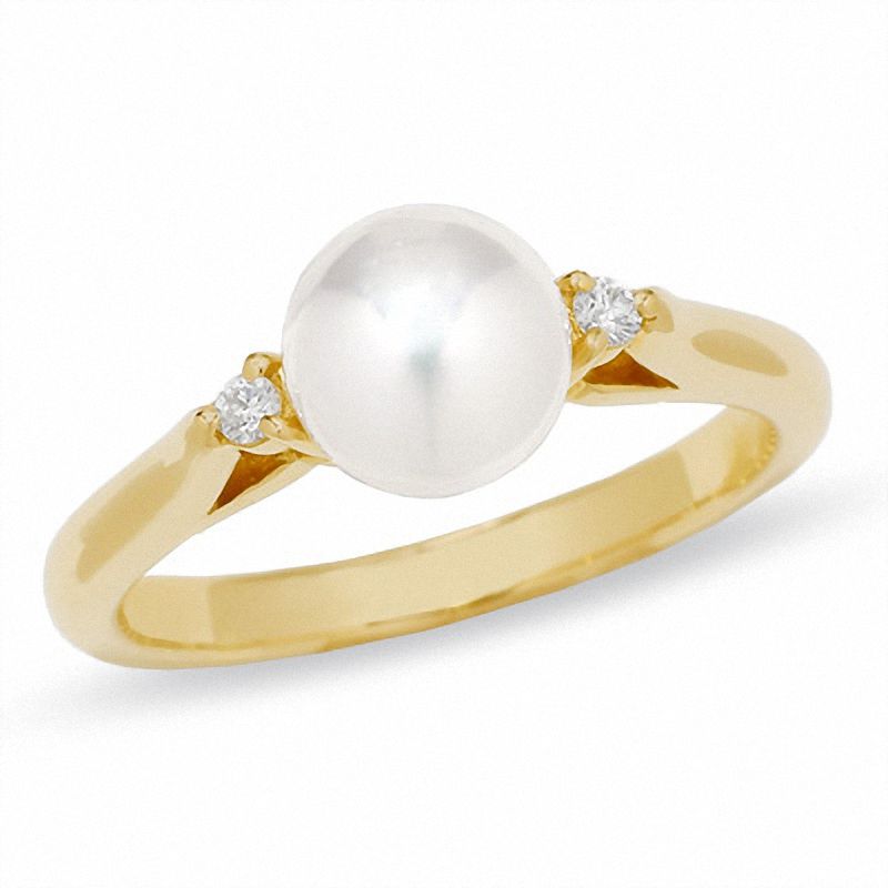 Blue Lagoon® by Mikimoto Cultured Akoya Pearl Ring in 14K Gold with Diamond Accents