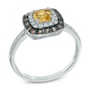 5.0mm Cushion-Cut Citrine, Smoky Quartz and Lab-Created White Sapphire Frame Ring in Sterling Silver
