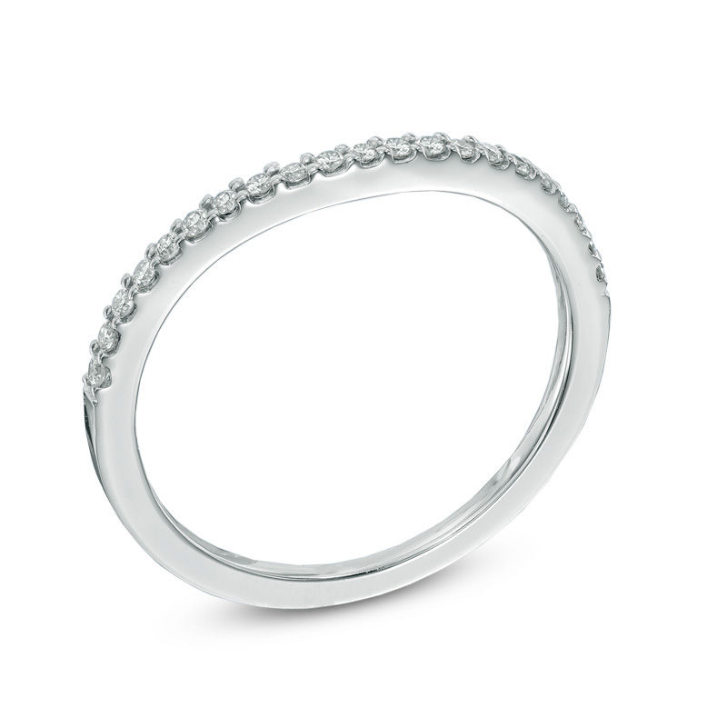Main Image 2 of 0.15 CT. T.W. Diamond Contour Wedding Band in 14K White Gold