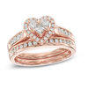 0.75 CT. T.W. Diamond Heart-Shaped Frame Bridal Set in 14K Rose Gold