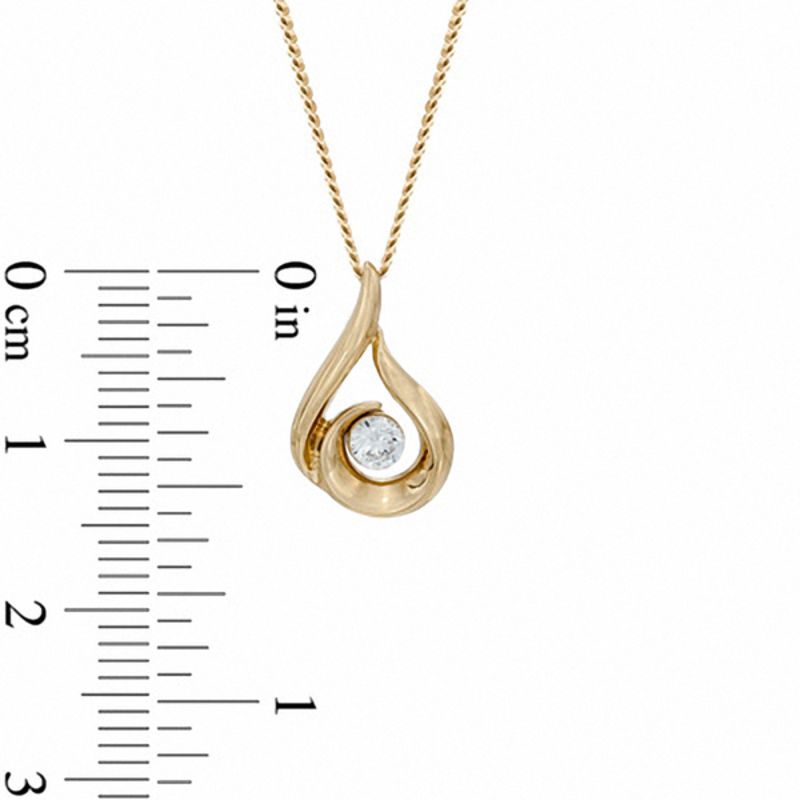 0.12 CT. Certified Canadian Diamond Solitaire Curlique Teardrop Pendant in 14K Gold (I/I2) - 17"