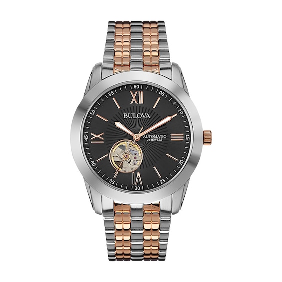 Men's Bulova Marine Star Automatic Two-Tone Watch with Black Dial (Model: 98A144)