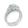 Thumbnail Image 1 of 1.56 CT. T.W. Certified Canadian Diamond Three Stone Frame Engagement Ring in 14K White Gold (I/I2)