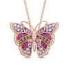 Multi-Gemstone and Lab-Created White Sapphire Butterfly Pendant in Sterling Silver with 14K Rose Gold Plate