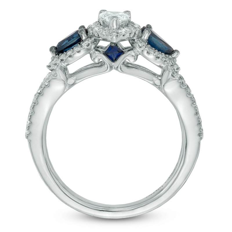 Vera Wang Love Collection 0.70 CT. T.W. Pear-Shaped Diamond and Blue ...