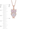 Thumbnail Image 2 of Oval Lab-Created Opal with Pink and White Lab-Created Sapphire Owl Pendant in Sterling Silver with Rose Gold Plate