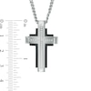 Men's Diamond Accent Cross Pendant in Two-Tone Stainless Steel - 24"