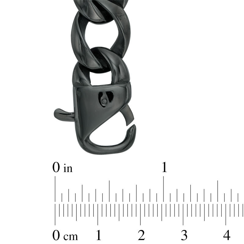Black Sapphire ID Bracelet in Black IP Stainless Steel - 8.5"