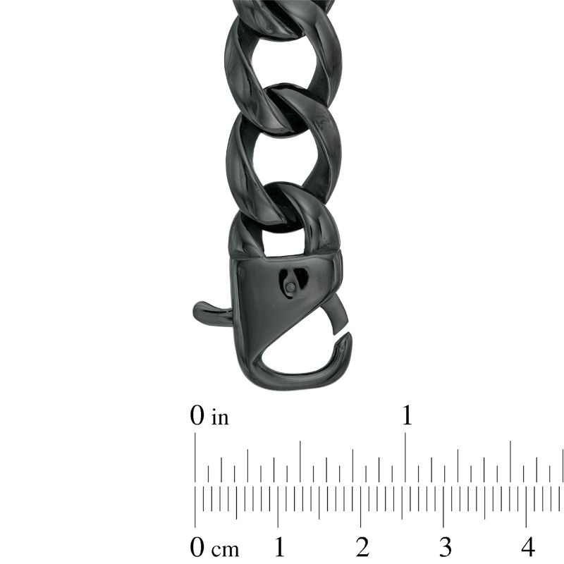 Black Sapphire ID Bracelet in Black IP Stainless Steel - 8.5"