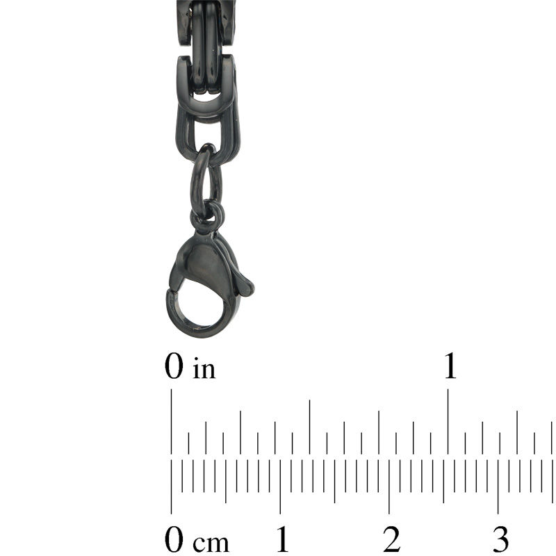 5.0mm Byzantine Chain Necklace and Bracelet Set in Black IP Stainless Steel - 24"