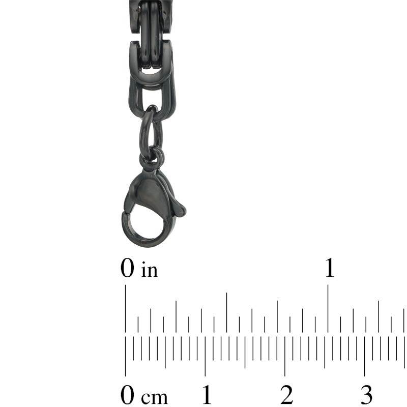 Main Image 3 of Men's 5.0mm Byzantine Chain Necklace and Bracelet Set in Black IP Stainless Steel - 24"