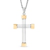 Men's Cross Pendant in Two-Tone Stainless Steel - 24"