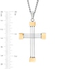 Thumbnail Image 1 of Men's Cross Pendant in Two-Tone Stainless Steel - 24"