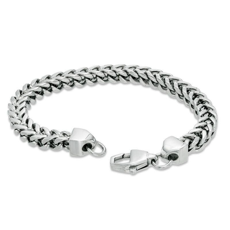 7.0mm Wheat Chain Necklace and Bracelet Set in Stainless Steel - 24"