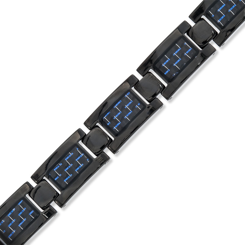 Main Image 1 of Men's 11.0mm Carbon fibre Link Bracelet in Black Titanium - 8.5"