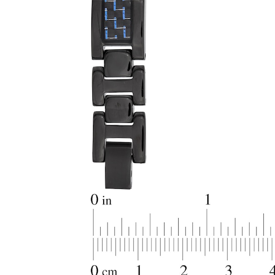 Men's 11.0mm Carbon fibre Link Bracelet in Black Titanium - 8.5"