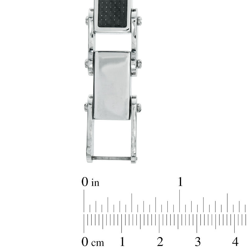 Main Image 2 of 0.14 CT. T.W. Diamond Carbon fibre Bracelet in Stainless Steel - 8.5"